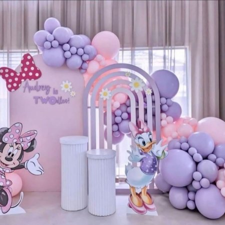 Minnie & Daisy Pastel Three Stand Backdrop Rental in Dubai
