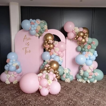 Pink Floral Arch Three Stand Backdrop Rental in Dubai
