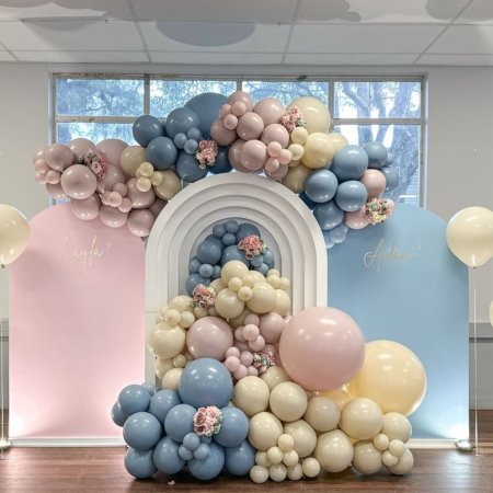 Pastel Gender Reveal Three Stand Backdrop Rental in Dubai