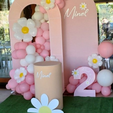 Pink Daisy Theme Two Stand Backdrop Rental in Dubai