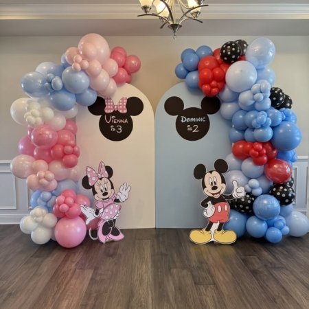 Mickey & Minnie Mouse Theme Balloon Two Stand Backdrop Rental in Dubai