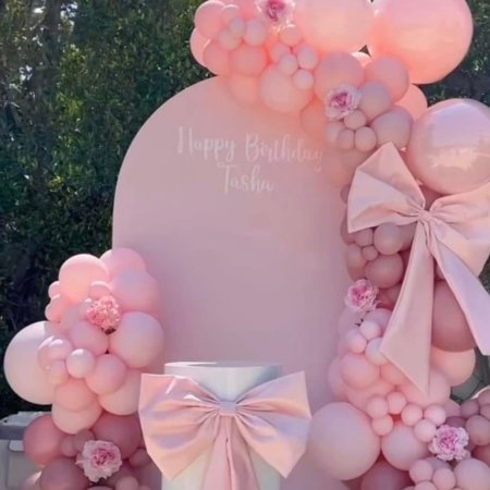 Pastel Pink Bow Floral One Stand Backdrop Rental in Dubai