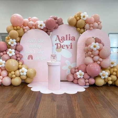 Pink Daisy Three Stand Backdrop Rental in Dubai