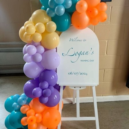 Colourful Balloon Naming Day Welcome Board