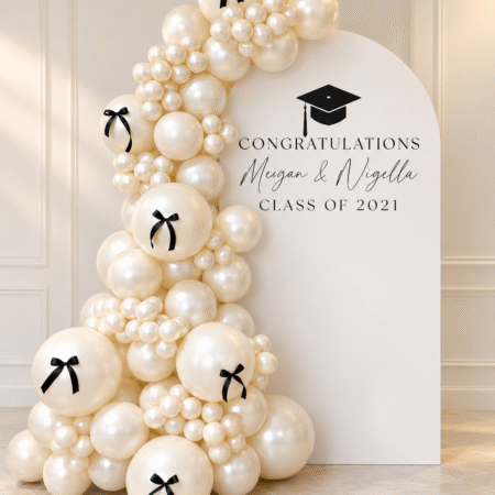 Pearl White Graduation Balloon Backdrop