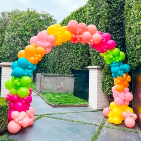Vibrant Rainbow Balloon Arch