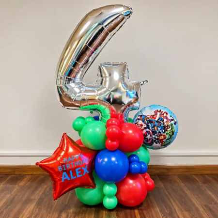 Customized Superhero Birthday Number Balloon Arrangement in Dubai